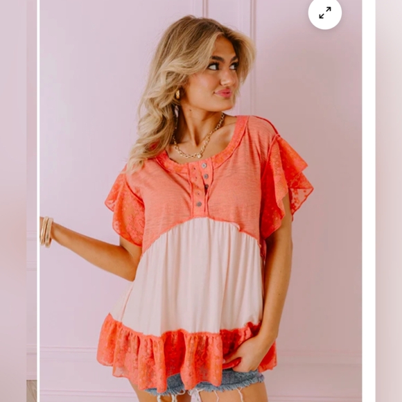 POL Tops - POL Pink Ruffled Short Sleeve Blouse